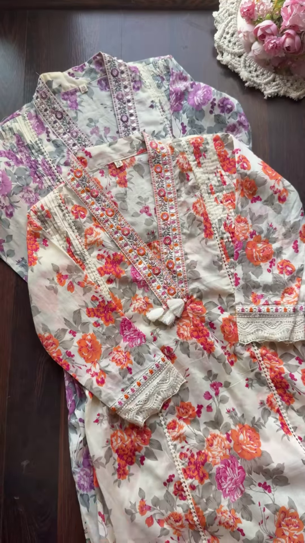Floral Bliss Cotton Kurta Set - Image 2