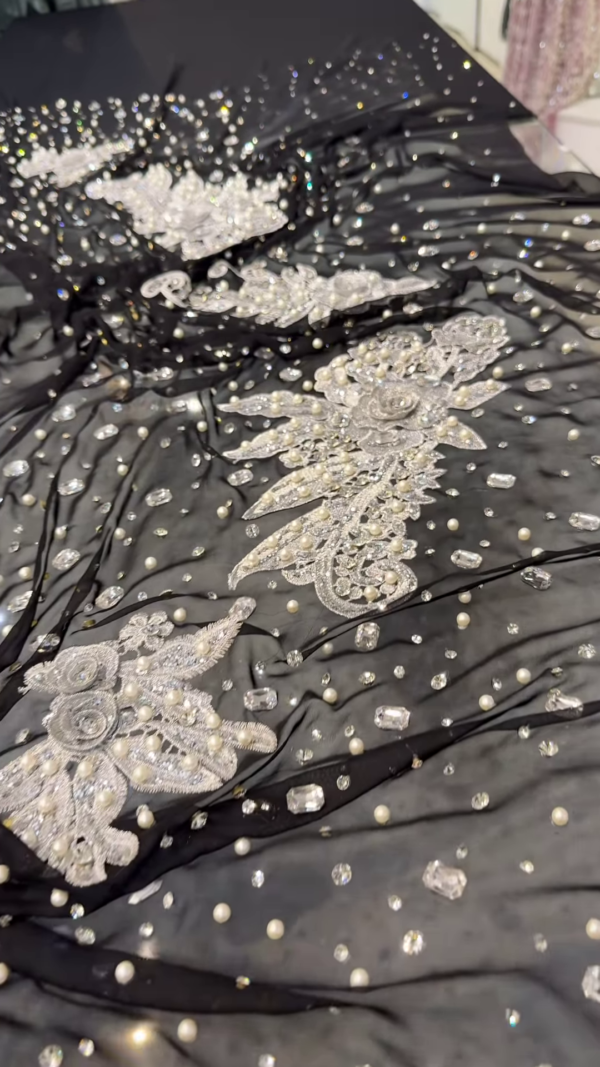 Midnight Elegance Black Embellished Saree