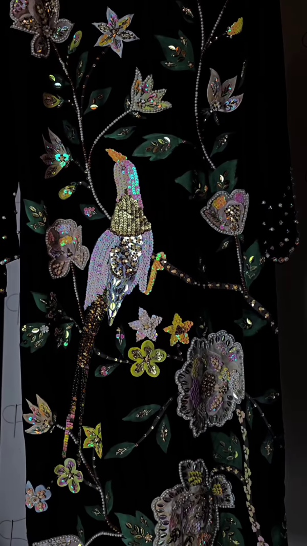 Midnight Majesty Embroidered Velvet Ensemble