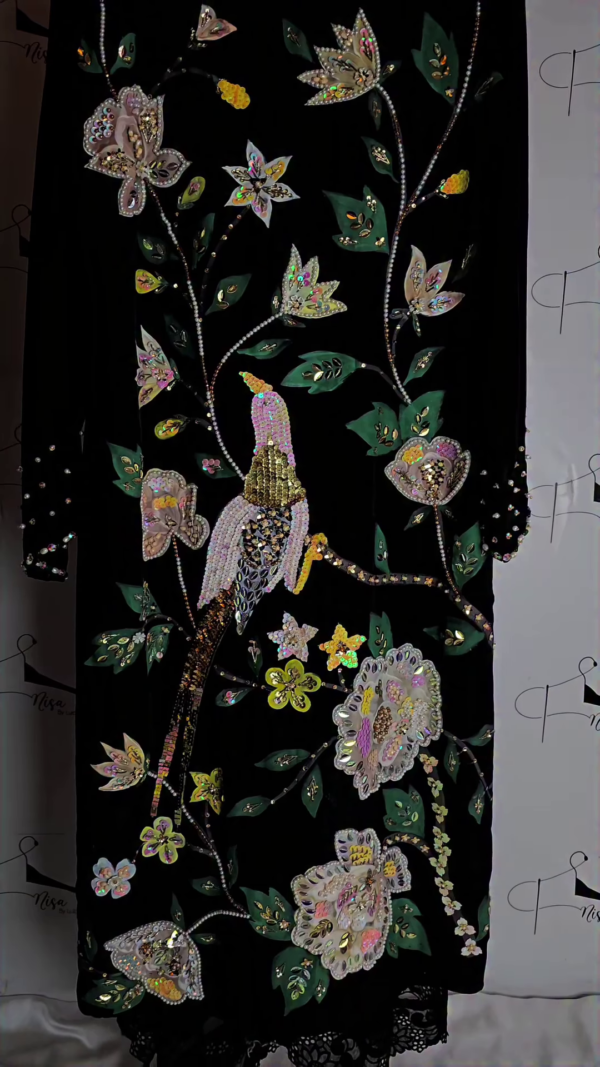 Midnight Majesty Embroidered Velvet Ensemble - Image 2