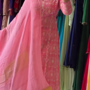 Elegant Pink Embroidered Cotton Kurta Set with Dupatta