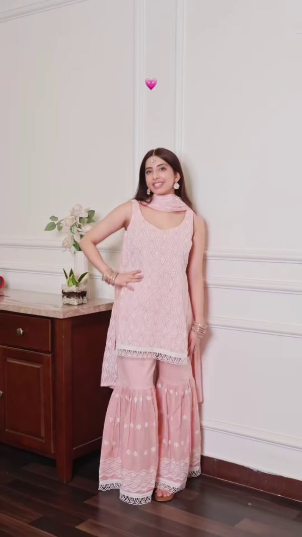 Royal Purple Embroidered Sharara Set – Timeless Elegance - Image 2