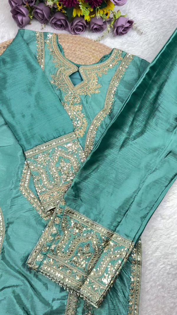 Royal Blue Heavy Embroidered Silk Suit