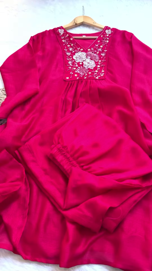 Radiant Rose Pink Embroidered Suit – A Timeless Ethnic Masterpiece - Image 2