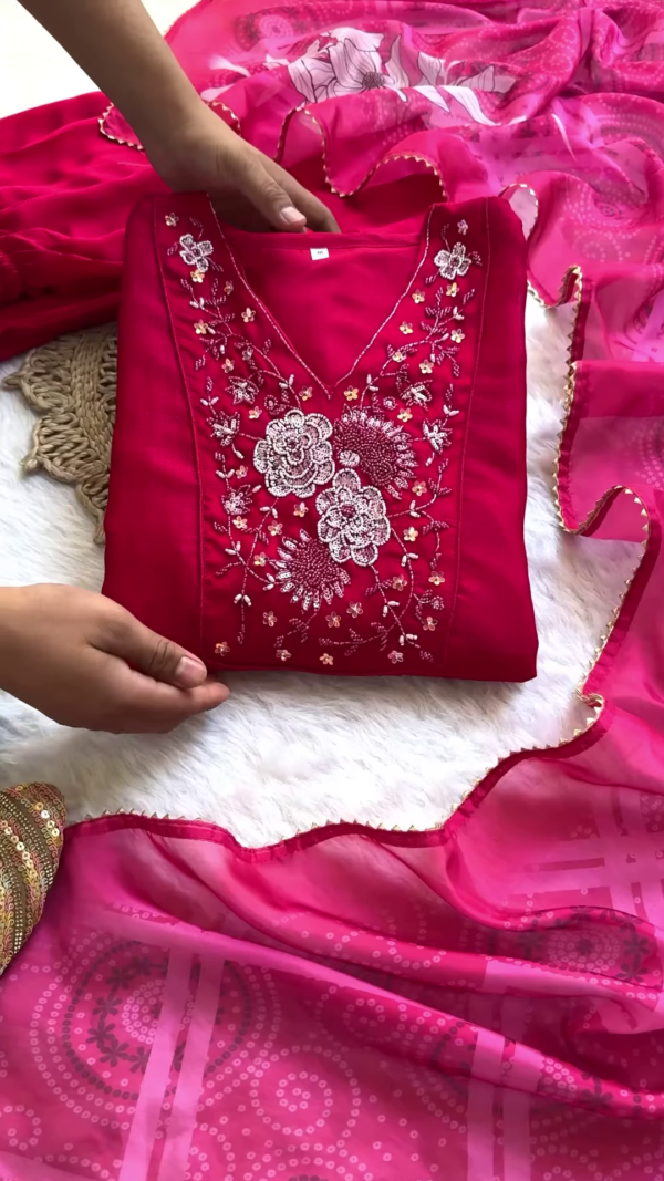 Radiant Rose Pink Embroidered Suit – A Timeless Ethnic Masterpiece