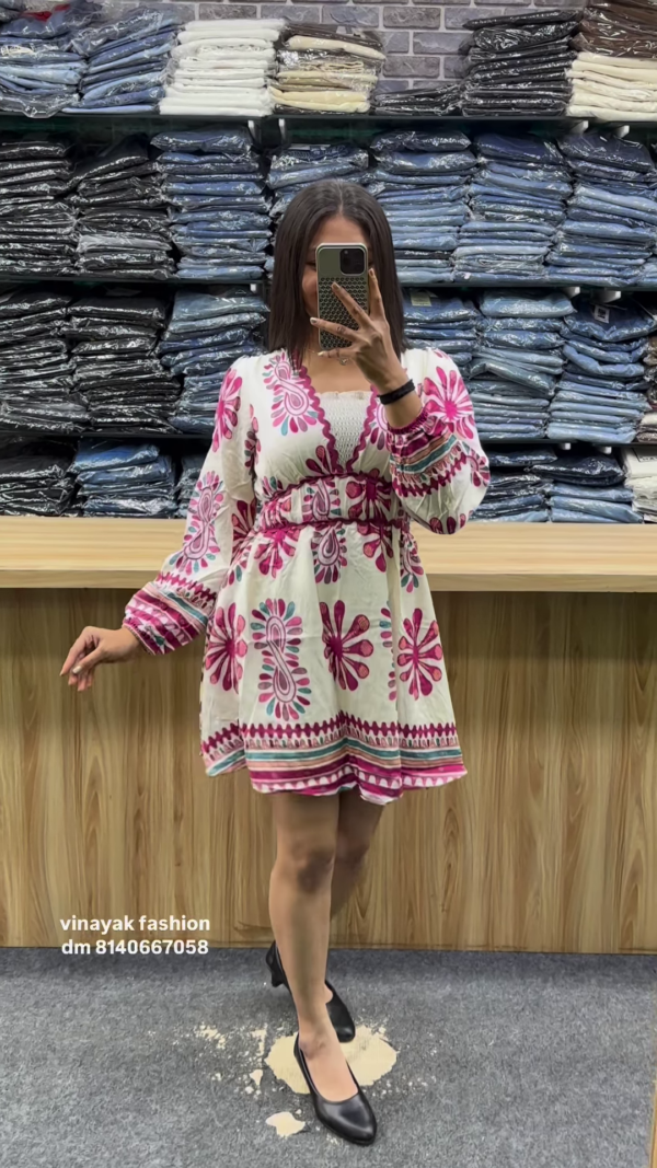 Bohemian Chic Floral Print Mini Dress - Image 2