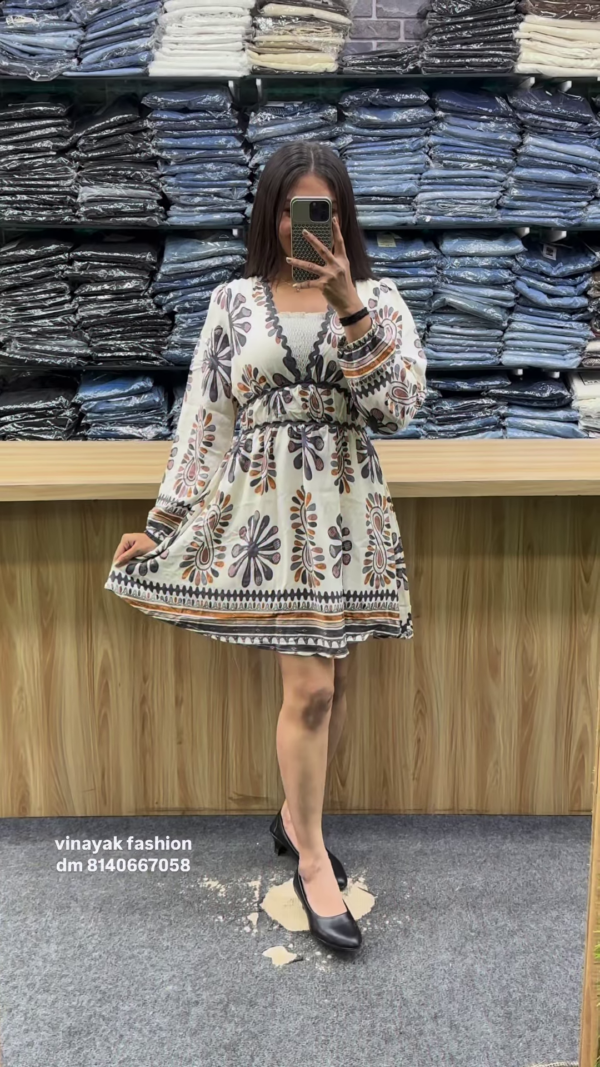 Bohemian Chic Floral Print Mini Dress - Image 3