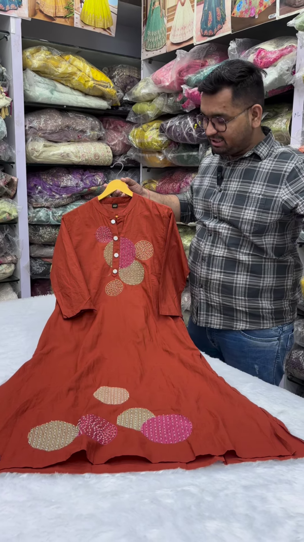 Purple Abstract Embroidered Kurti – Trendy A-line Casual Wear - Image 2