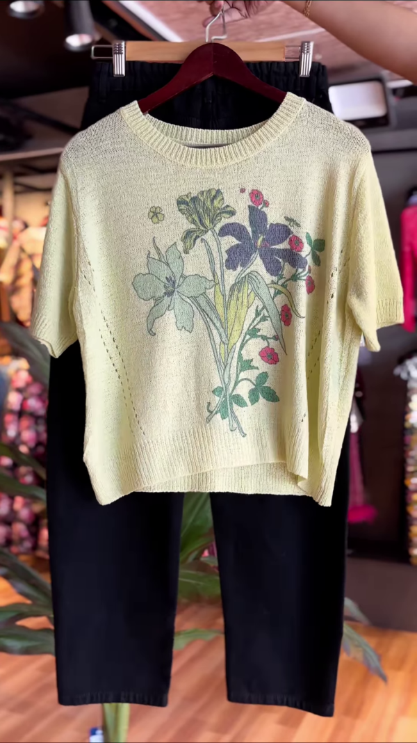 Botanical Breeze: Knit Tee & Tapered Pant Set