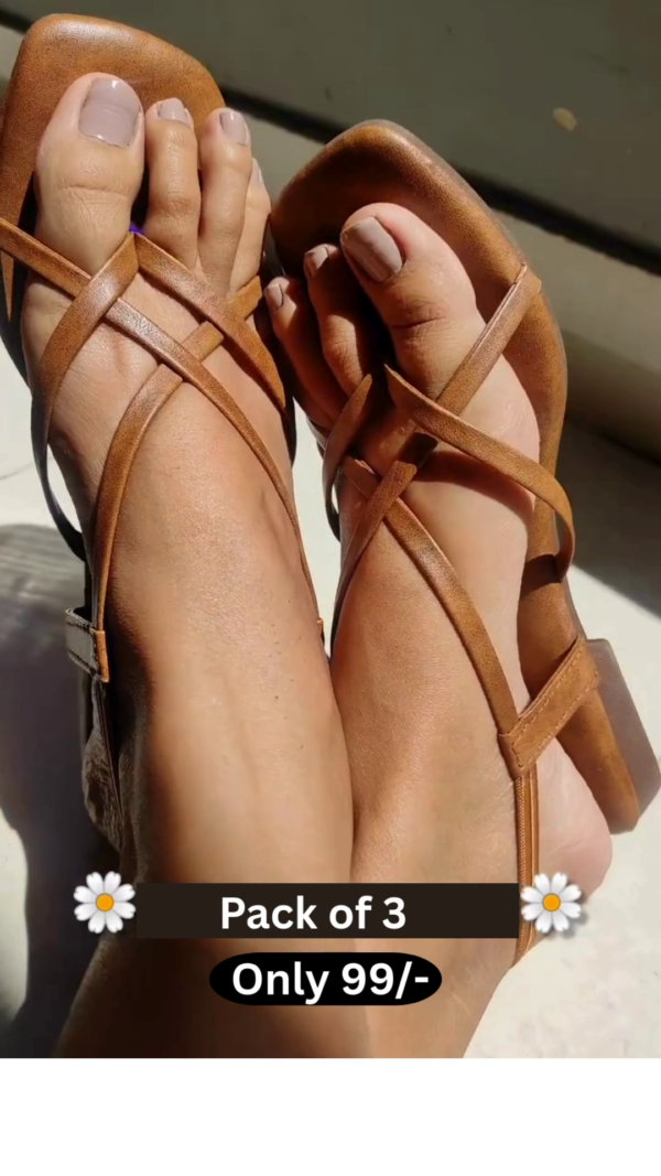Multi-Strap Heeled Sandals with Square Toe