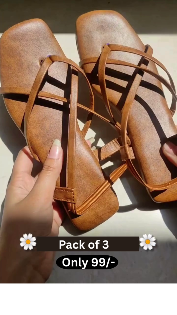 Multi-Strap Heeled Sandals with Square Toe - Image 2
